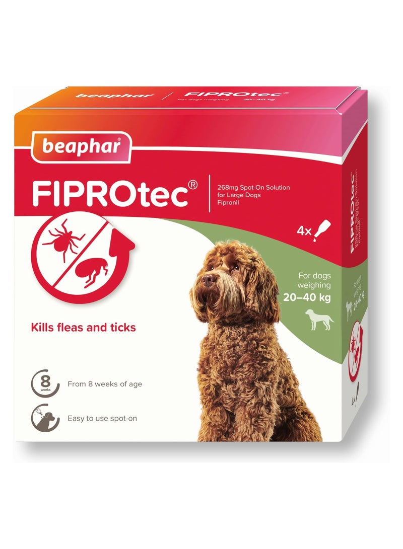 Beaphar Fiprotect For Large Dogs 4 Pipettes 268 Mg